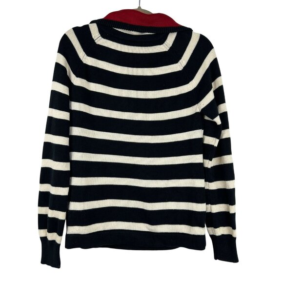 Lauren Ralph Lauren Women's Medium 1/4 Zip Striped Sweater 100% Cotton - Picture 7 of 13